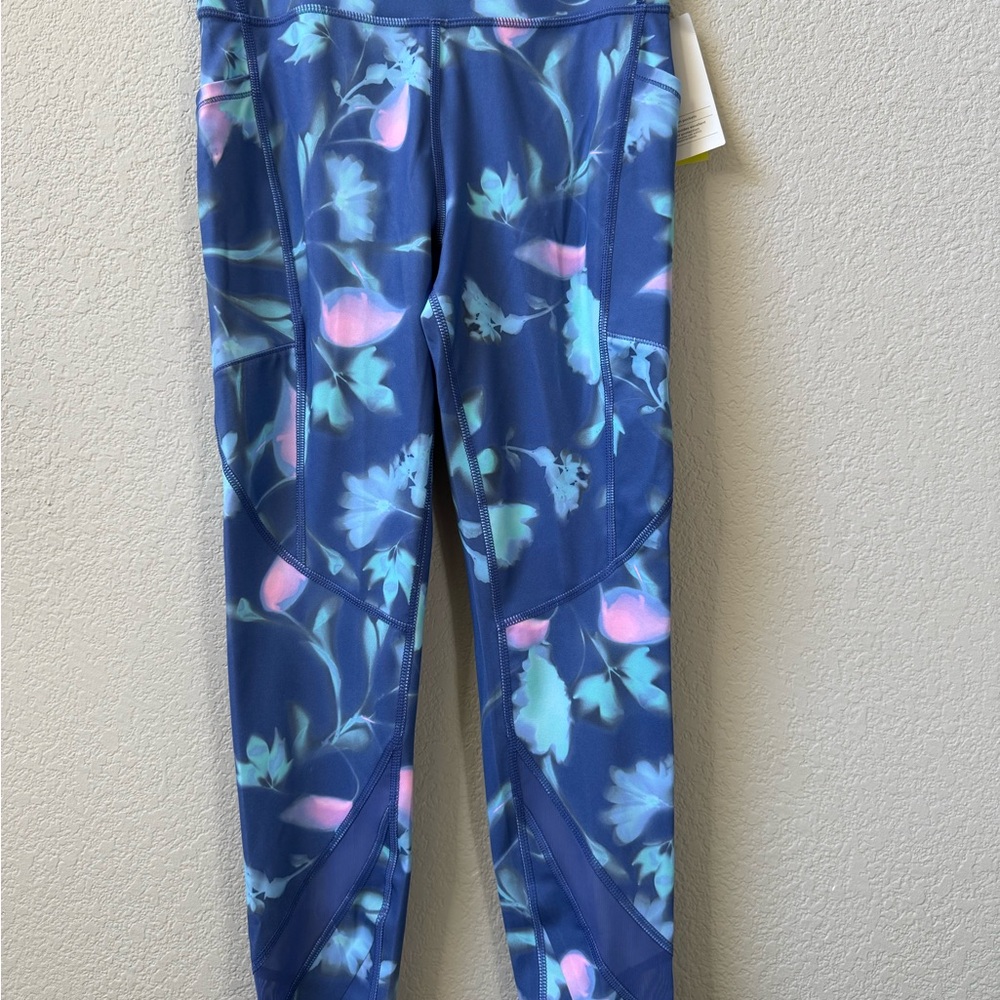 All in Motion Kids Leggings - Blue with Pink Floral